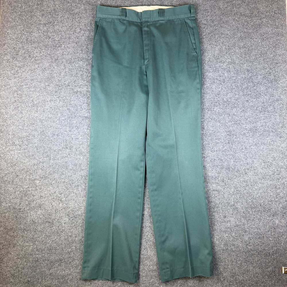 Vintage 70s Big Mac Pants Mens 32x32 Green Chino Work Scoville Zip Made in USA